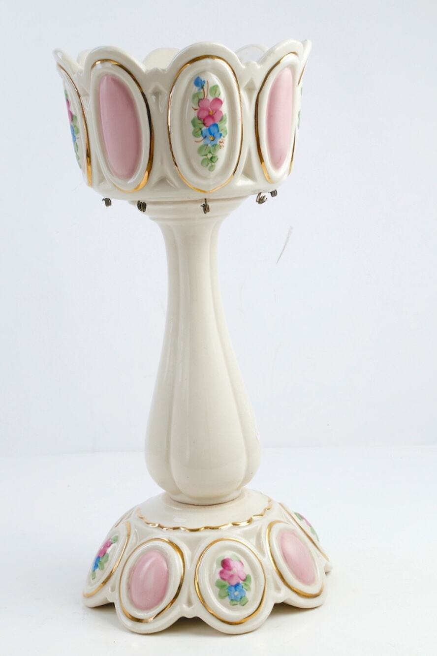 Antique Victorian Porcelain French Panel Mantel Luster Hand Painted Pink Gold